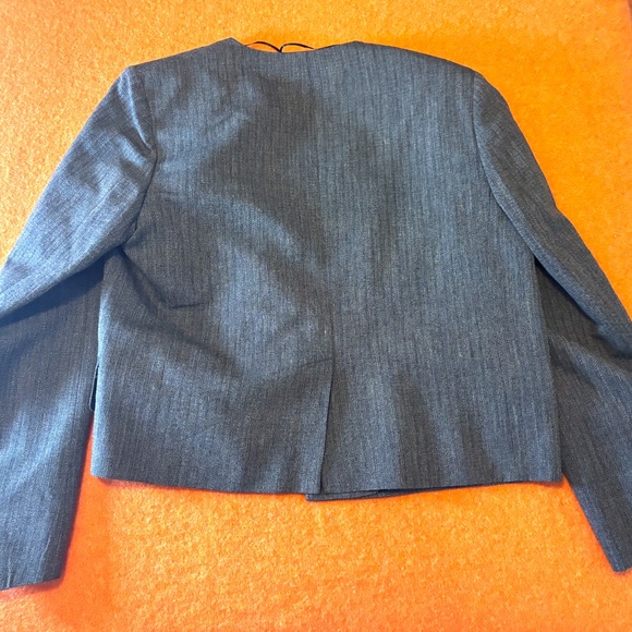 Zara brown marl V-neck viscose and cotton cropped blazer coat NWT - Picture 10 of 14